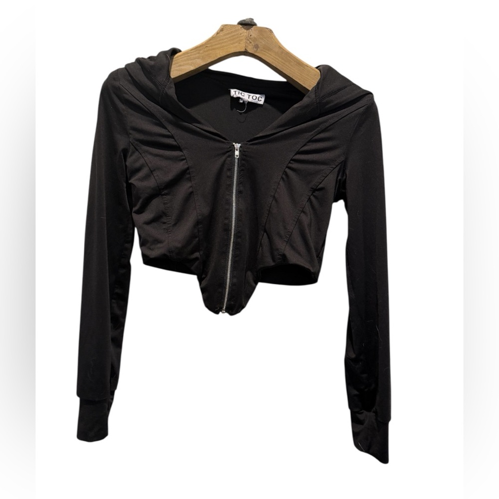 Black Cropped Hoodie
